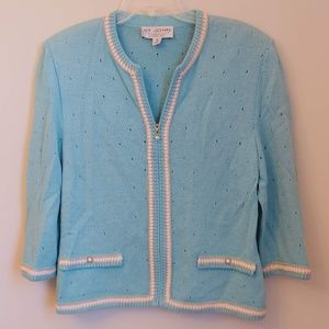St. John Collection Blue White Pearl Santana Knit